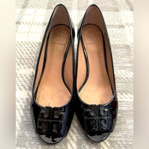 Tory Burch patent wedge heel
